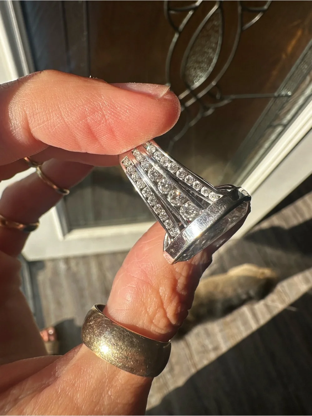10k white gold Lab grown diamond ring all stones are lab this ring is beautiful!
